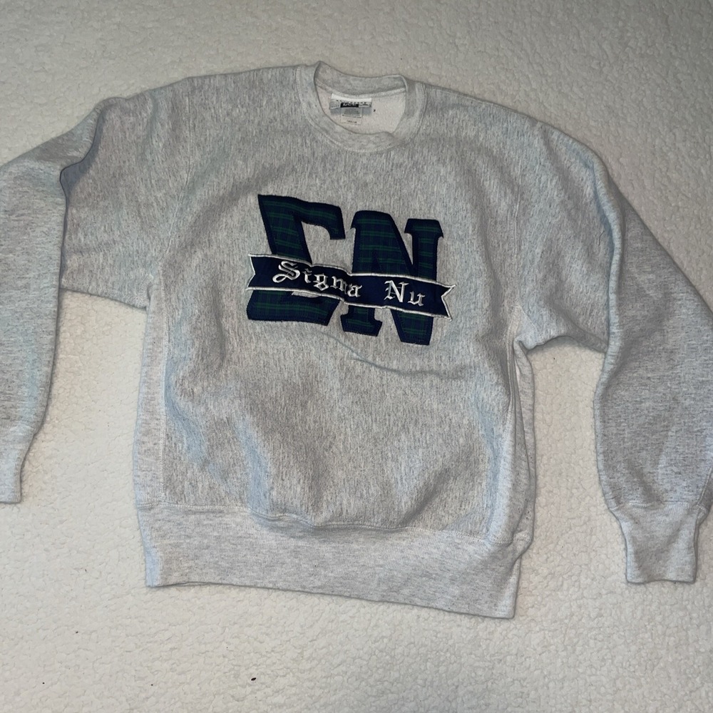 Vintage sigma Nu Gray Sweatshirt‎ Men's Medium Crewneck Lee Vtg Pullover Frat